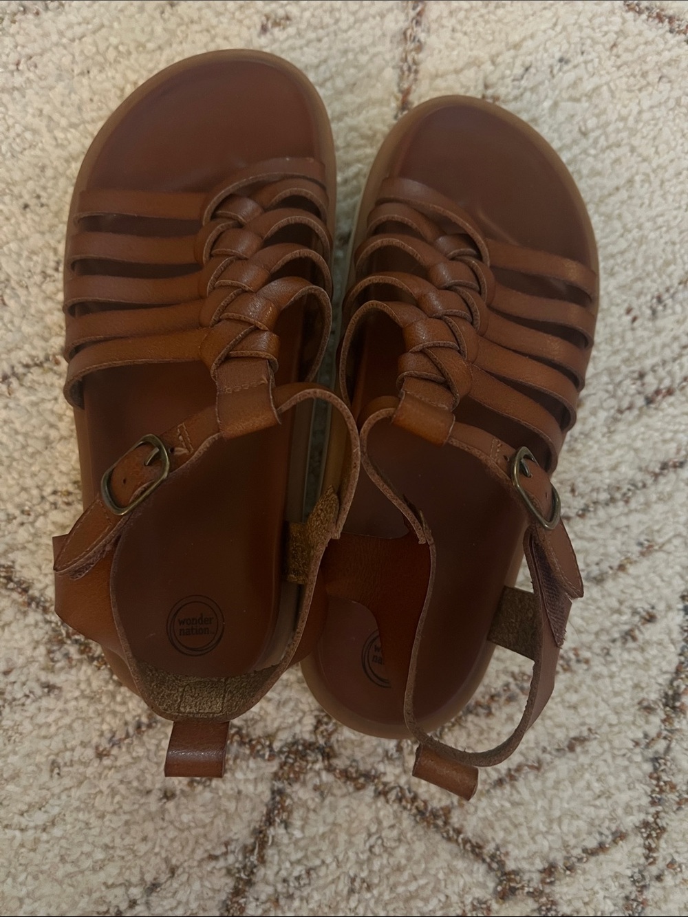 wonder nation Brown Braided Strappy girls Sandals